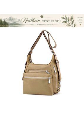 YANAIER Multi-Pocket Convertible Backpack Crossbody Shoulder Bag Nylon